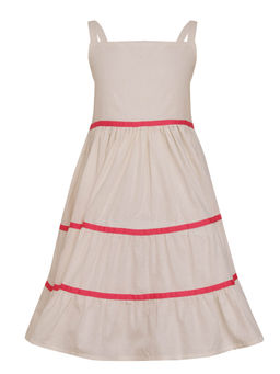 A Little Fable - White Dot Tier Dress for Girls