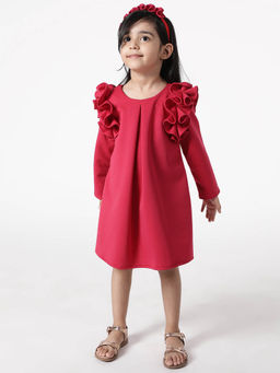 A Little Fable - Pink Ruffle Wild flower Dress for Girls