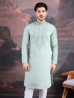 Sanwara - Men Stylish & Designer Light Green Embroidered Kurta