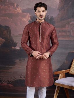 Sanwara - Men Stylish & Designer Brown Embroidered Kurta