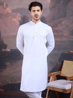 Sanwara - Men Stylish & Designer White Woven Kurta