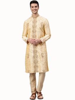 Manthan - Cream Art Silk Embellished Kurta