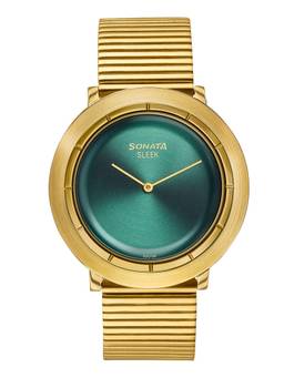 Sonata - Sleek 7.0 Quartz Metal Strap Green Dial Watch (7159YM01) (M)