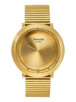 Sonata - Sleek 7.0 Quartz Metal Strap Gold Dial Watch (7159YM02) (M)