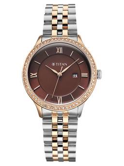 Titan - Purple Prestige Quartz Date Round Brown Dial Watch (95247KM02) (M)