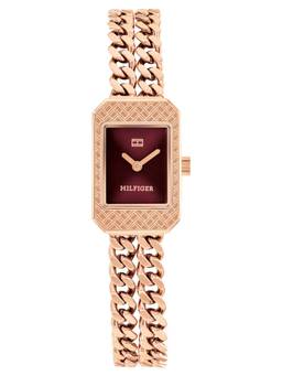 Tommy Hilfiger - Sarah Qtz Basic Mini Analog Rectangle maroon Dial Watch (TH1782972W) (M)