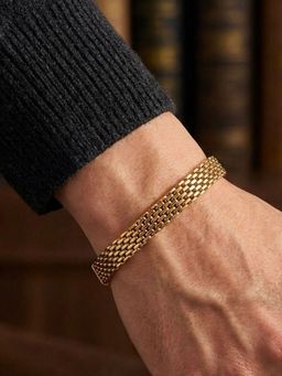 AQUASTREET - Mens Anti-Tarnish Waterproof 18K Gold Plated Mesh Link Bracelet