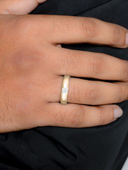 Ornate Jewels - 925 Silver Yellow Gold CZ Stone Solitaire Adjustable Wedding Ring
