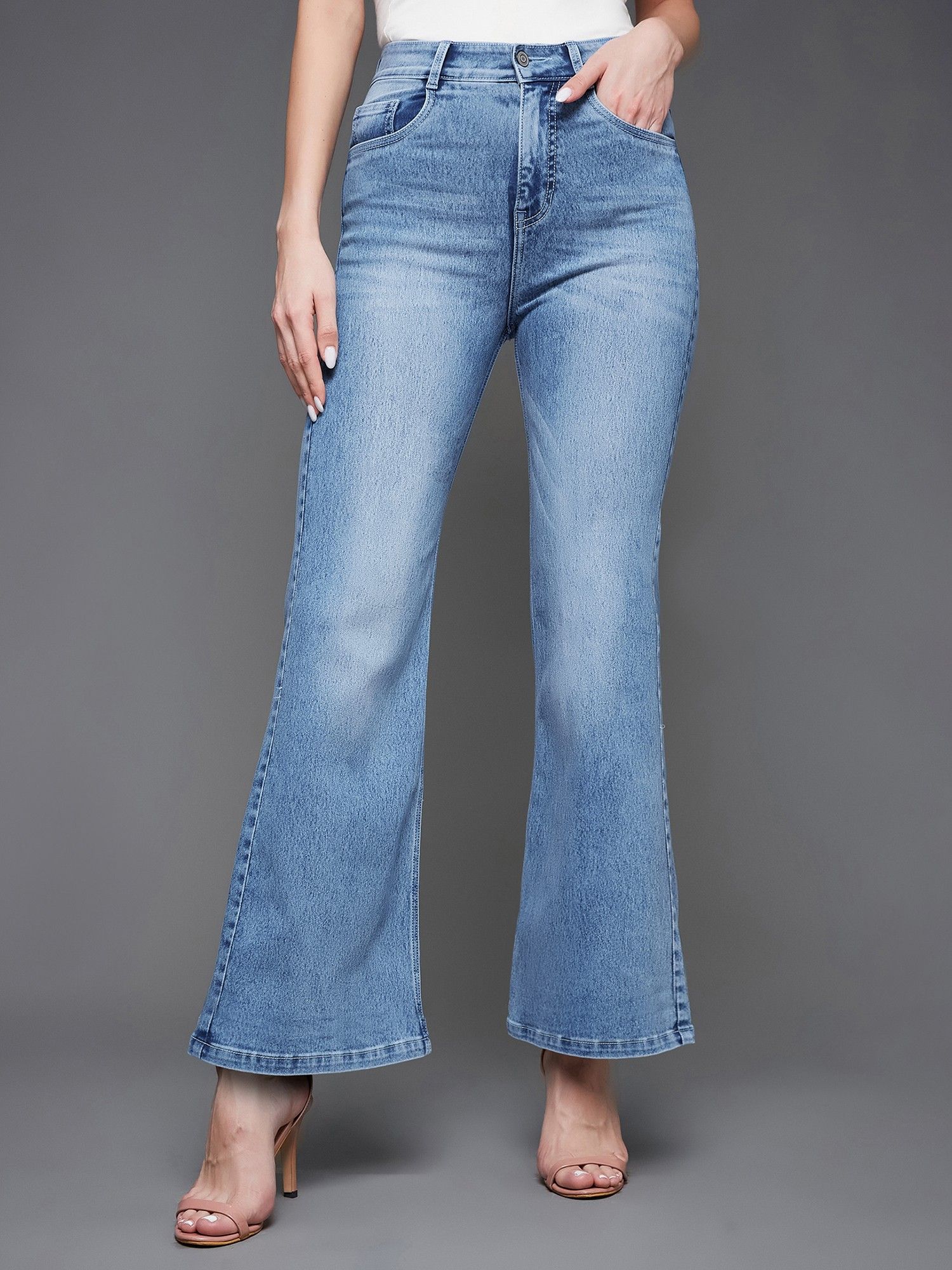 miss chase Women's Light Blue Wide-Leg High Rise Clean Look Shaping Denim Jeans-picture-44