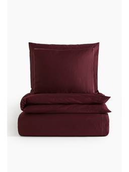 H&M - Red Cotton Sateen Single Duvet Cover Set