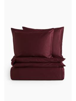 H&M - Red Cotton Sateen Double/King Duvet Cover Set