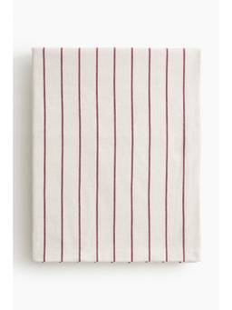 H&M - White Patterned Linen-Blend Tablecloth