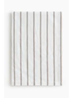 H&M - White Striped Cotton Sateen Tablecloth
