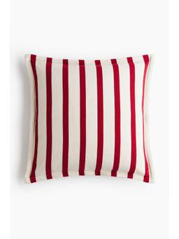 H&M - White Patterned Canvas Cushion Cover