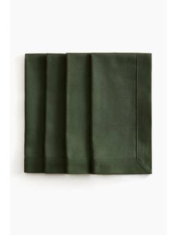 H&M - Green 4-Pack Damask Napkins