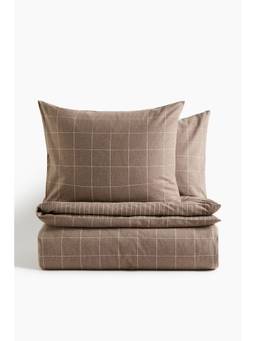H&M - Brown Flannel Double/King Duvet Cover Set