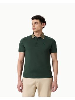 OUTERWORLD - Men Green Collar Neck Half Sleeves Polo T-Shirt