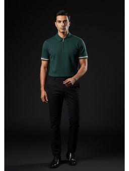OUTERWORLD - Men Teal Collar Neck Half Sleeves Polo T-Shirt
