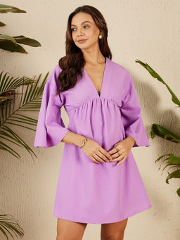 Marie Claire - Women Lavender Above Knee Solid Dress
