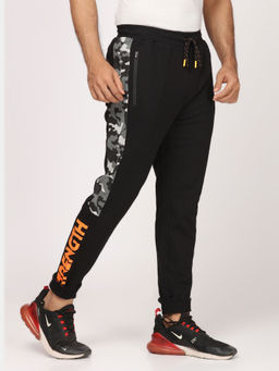 BULLMER - Printed Men Athleisure Activewear Sportswear Black Track Pants