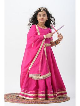 Peekaaboo Kids - Pink Padmavati Pure Cotton Lehenga With Choli And Dupatta