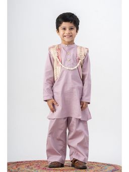 Peekaaboo Kids - Purple Boys Rajwada Kurta And Pant With Open Jacket