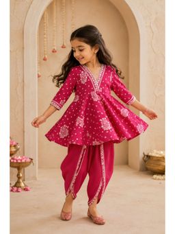 Peekaaboo Kids - Pink Girls Sakhi Tunic With Dhoti