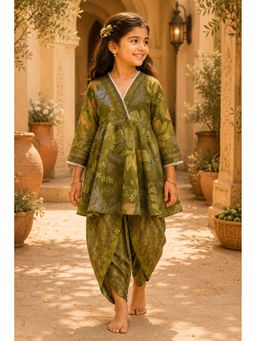 Peekaaboo Kids - Green Girls Sakhi Tunic With Dhoti