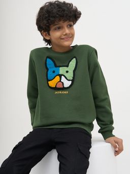 Jack & Jones Junior - Embroidery Sphagnum Green Boys Sweatshirt