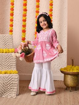 Blabber - Pink Ethnic Wear Kurta And Sharara