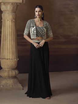 Autumnlane - Black Amulya Jade Bustier with Jacket and Palazzo