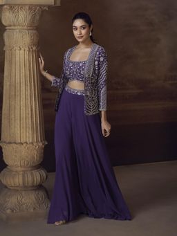 Autumnlane - Purple Amulya Thistle Bustier with Jacket and Palazzo