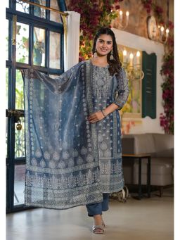 Autumnlane - Nabha Blue Printed Kurta with Pant and Dupatta