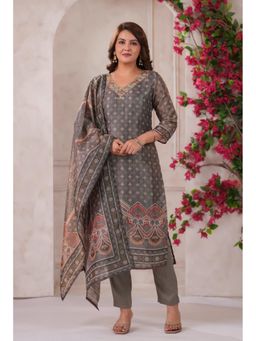 Autumnlane - Grey Nabha Printed Kurta with Pant and Dupatta