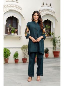 Autumnlane - Teal Omra Azure Embroidery Cotton Co-Ord Set