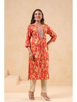Autumnlane - Orange Varisha Printed Work Kurta