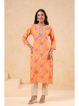 Autumnlane - Orange Varisha Mango Printed Work Kurta