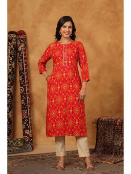 Autumnlane - Orange Varisha Tango Printed Work Kurta