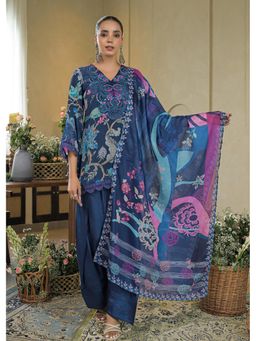 Autumnlane - Blue Vastramaya Azure Farshi Salwar with Kurti and Dupatta