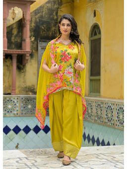 Autumnlane - Yellow Vastramaya Kurti with Salwar and Cape