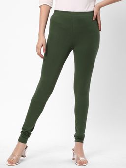 R&B - Solid Green Skinny Women Leggings