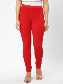 R&B - Solid Red Skinny Women Leggings