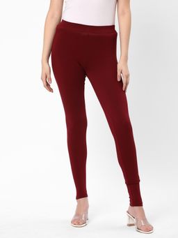 R&B - Solid Maroon Skinny Women Leggings