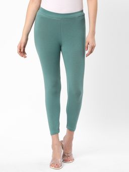 R&B - Solid Green Skinny Women Leggings