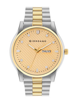 Giordano - Men Two-Tone Strap & Textured Gold Dial Day-Date Display Analog Watch - GZ-50112 (M)