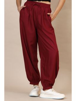 Elleven - Women's Red Solid Rayon Salwar