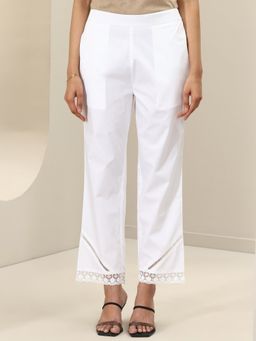 Libas - White Solid Straight Fit Pant