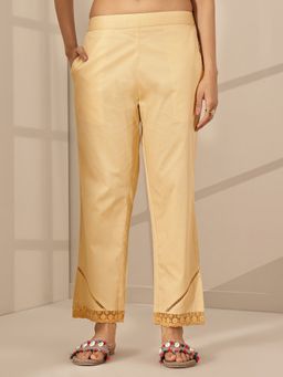 Libas - Beige Solid Straight Fit Pant