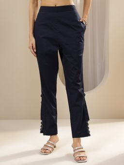 Libas - Navy Blue Solid Narrow Fit Pant