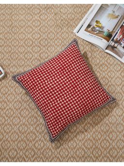 Fabindia - Red Cotton Baghni Cushion Cover (16x16 inches)